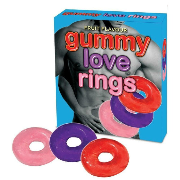 3 Anneaux cockring Gummy love rings - rouge, violet et rose