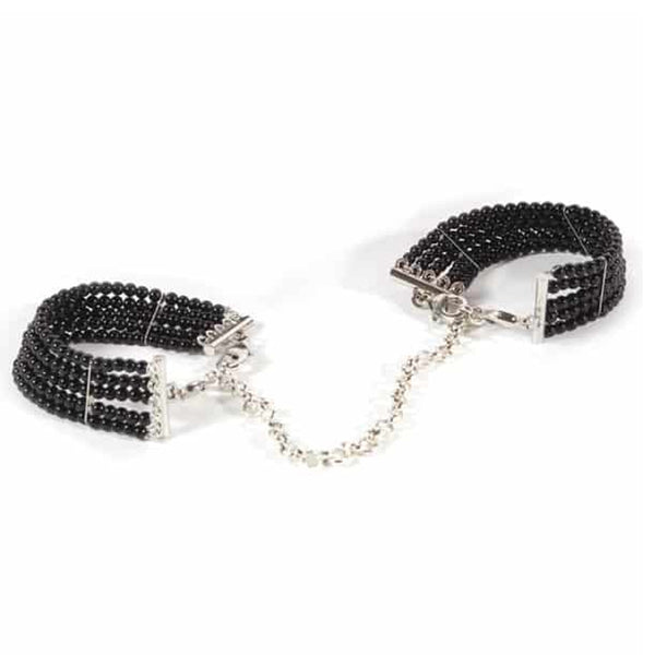 Plaisir Nacré Menottes en perles noires de Bijoux Indiscrets