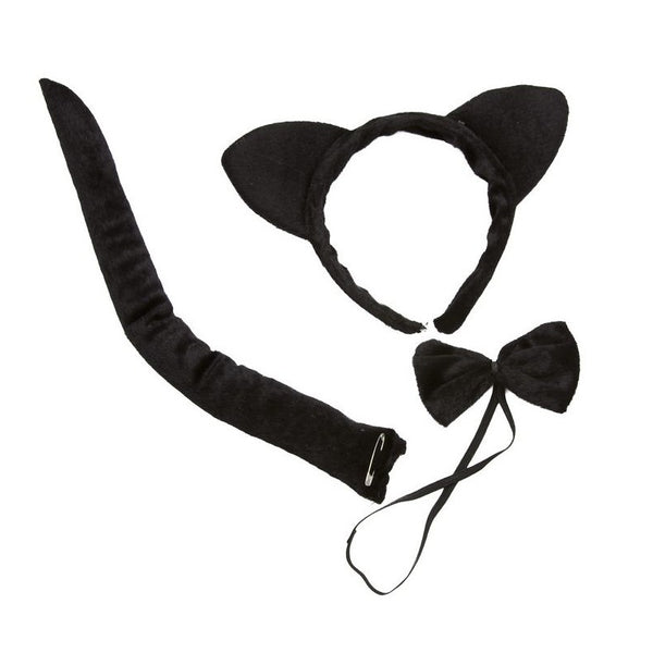 Kit Chat Noir - serre-tête, noeud papillon et queue noire