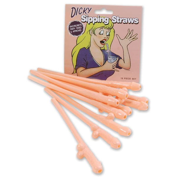 Lot de 10 Pailles zizi - Dicky sipping straws couleur chair
