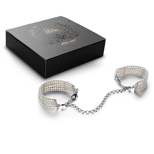 Menottes en perle de Bijoux Indiscrets Plaisir nacré Blanc