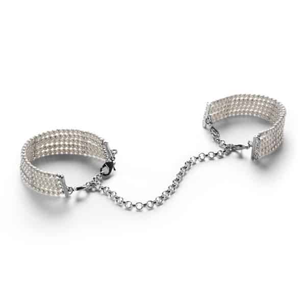 Menottes en perle de Bijoux Indiscrets Plaisir nacré Blanc
