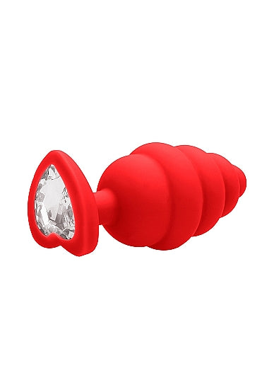 Rosebud Ribbed Large Rouge avec Diamant coeur - Shots Toys - Taille M