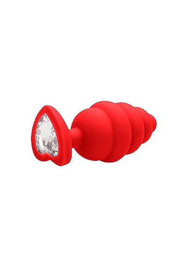 Rosebud Ribbed Regular Rouge avec Diamant coeur - Shots Toys - Taille S