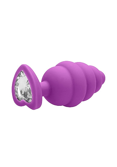 Rosebud Ribbed Large Violet avec Diamant coeur - Shots Toys - Taille M