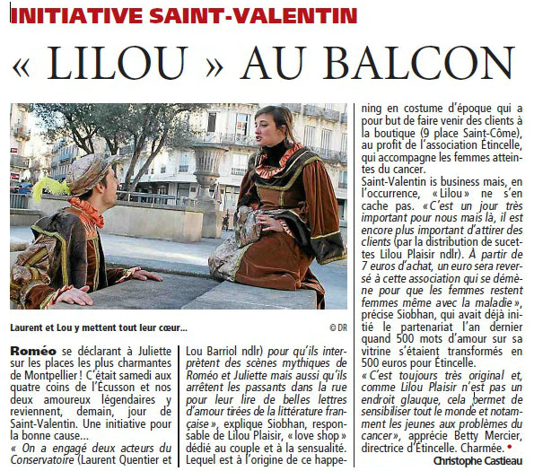 Article dans le "Direct Matin Montpellier Plus" du 13/02/2013