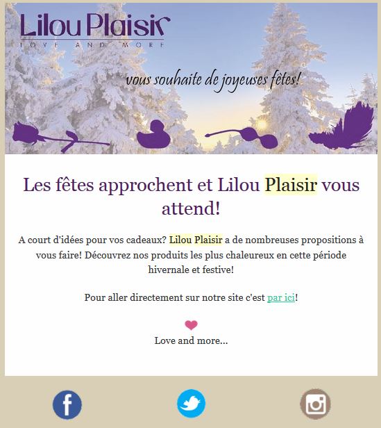 Newsletter : Lilou Plaisir vous attend, les fêtes approchent ...