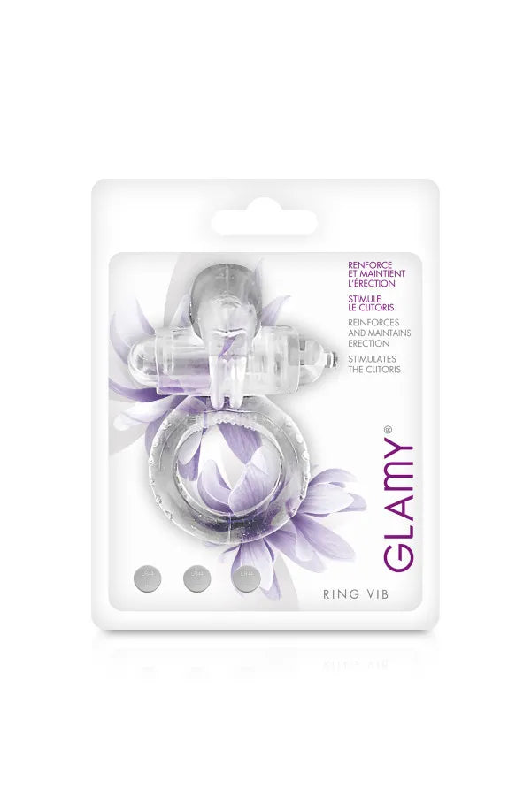 Anneau vibrant cockring rabbit réutilisable - transparent GLAMY