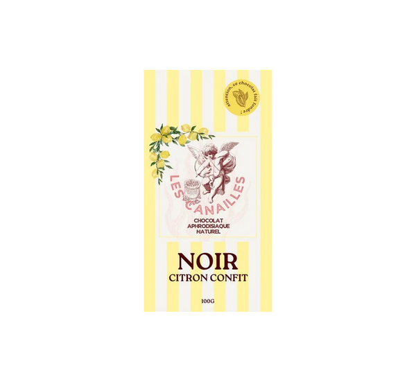 Chocolat aphrodisiaque noir citron confit - 100gr - Les Canailles