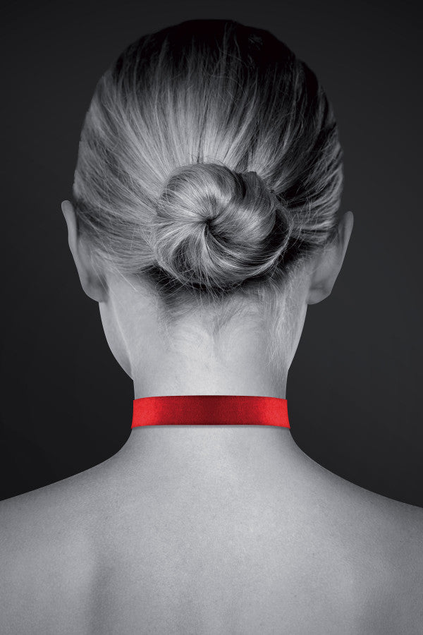 Collier ras du cou ajustable rouge avec cadenas argenté - Bijoux Pour Toi