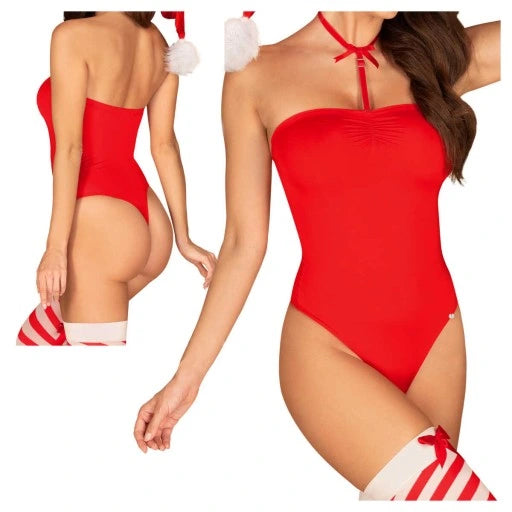 Costume mère noël Body rouge - Obsessive - L/XL