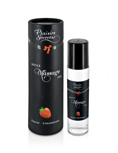 Huile de massage comestible Fraise- Plaisir Secret - 60ml