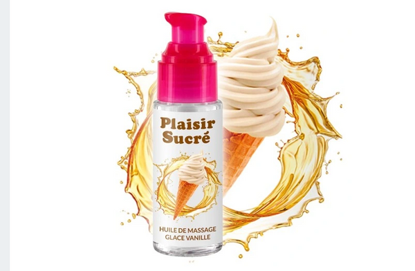 Huile de massage comestible glace à la vanille - Plaisir Sucré