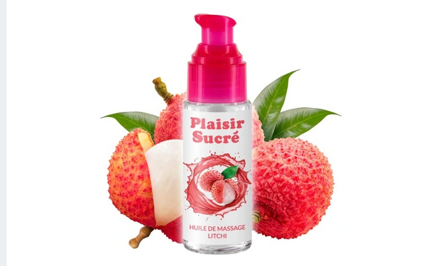 Huile de massage comestible litchi - Plaisir Sucré