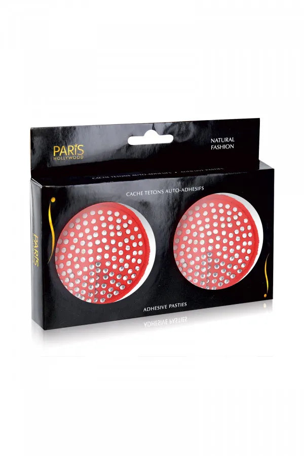 Nippies - Cache seins rouges à strass argenté Paris Hollywood