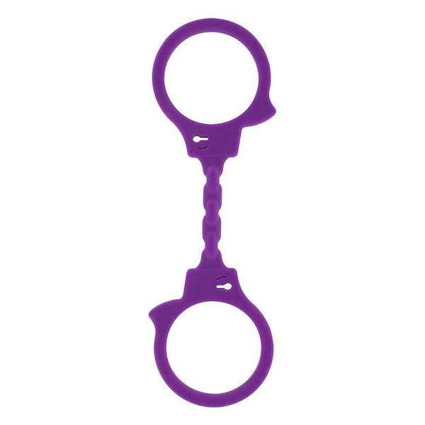 Menottes en silicone violettes de Toy Joy Stretchy Fun Cuffs
