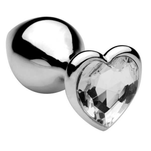 Rosebud aluminium avec diamant transparent en forme de coeur taille M de Toyz4lovers