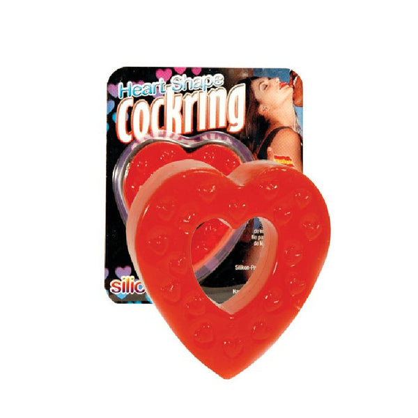 Anneau cockring coeur rouge en silicone