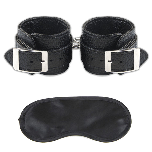 Menottes poignets simili cuir Lux Fetish - Noir - Unisex Leatherette Cuffs