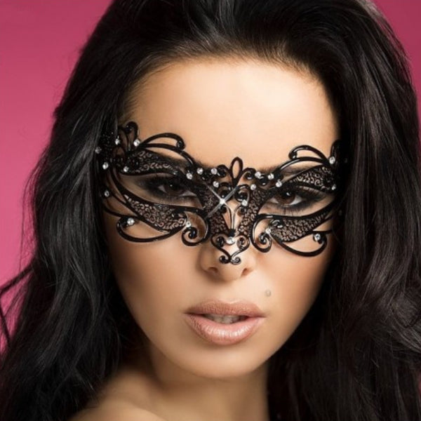 Masque Chilirose noir en cuivre avec strass - Pour femme 3756