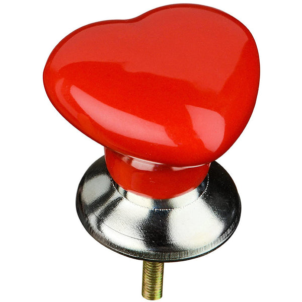 Poignée de meuble en céramique - coeur rouge