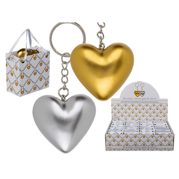 Porte-clés en forme de coeur doré