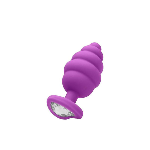 Rosebud Ribbed Large Violet avec Diamant coeur - Shots Toys - Taille M