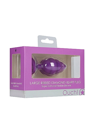 Rosebud Ribbed Large Violet avec Diamant coeur - Shots Toys - Taille M