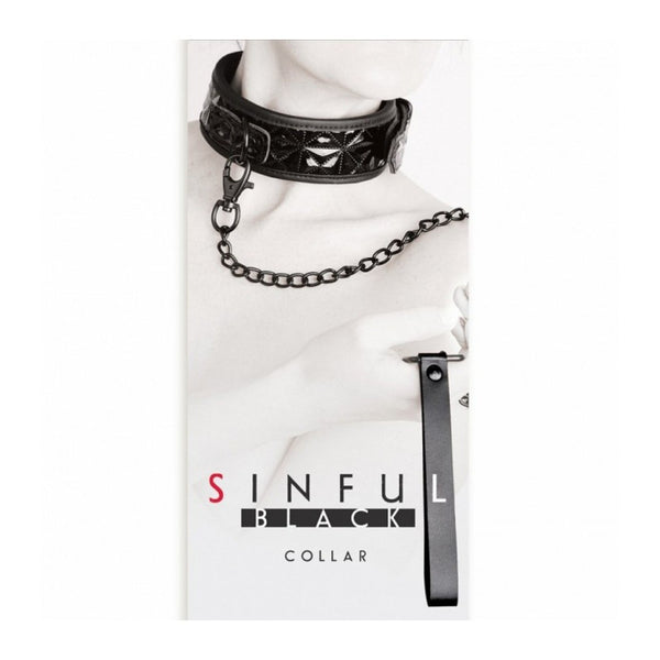 Collier Laisse Sinful de NS Novelties vinyl - Noir